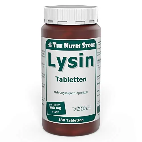 Lysin 500 mg vegane Tabletten - essenzielle Aminosäure - Nahrungsergänzungsmittel mit 180 Tabletten, vegan und reich an der wichtigen Aminosäure L-Lysin für eine optimale Gesundheit.