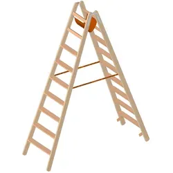 Layher 1020 Holzstehleiter mit 2x9 Stufen - Leiter aus hochwertigem Buchen- und Kiefernholz, beidseitig begehbar mit geriffelten Stufen für hohe Trittsicherheit. Ideal für Handwerker und Heimwerker.