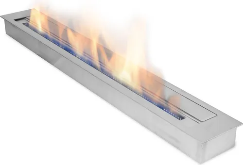cm Edelstahl Bio Ethanol Brenner 120 cm, 6 l - Gel- & Ethanol-Kamine mit doppelwandiger Brennkammer für längere Brenndauer und höhere Sicherheit. Inklusive regulierbarer Flamme und Edelstahl-Riegel.