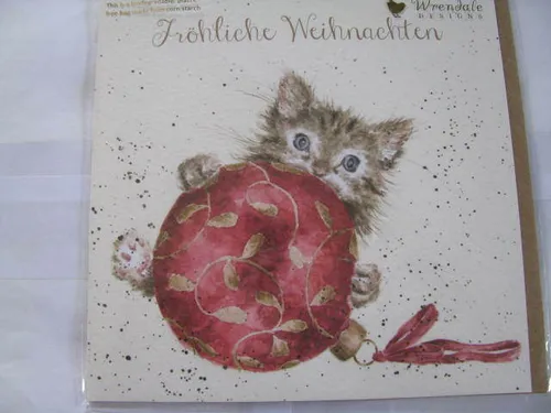 Wrendale Designs Klappkarte Grußkarte, kleine Katze spielt mit der Kugel