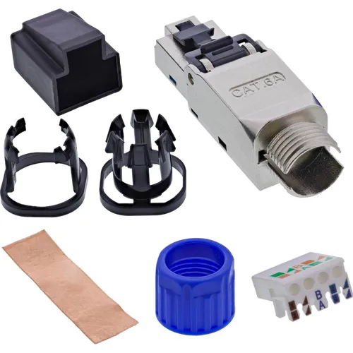 InLine RJ45 Stecker Cat.6A 500MHz, feldkonfektionierbar, geschirmt, mit Schraubverschluss (Netzwerkkabel Stecker) (76204D)