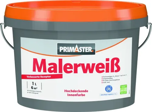 Primaster Wandfarbe Malerweiß konservierungsmittelfrei 1 L Lack