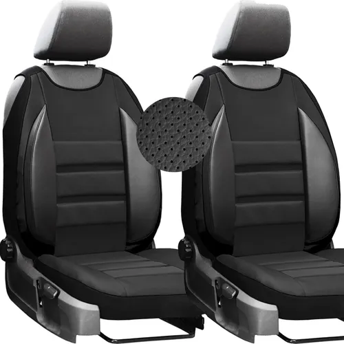 moto-MOLTICO Autositzbezüge x2 - Autositzschoner Universalgröße - Sitzauflage Auto - Ökologisches Leder - Schwarz