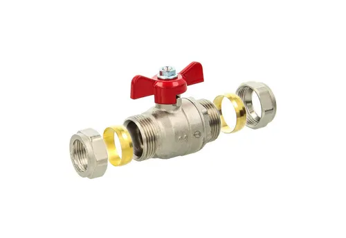 tecuro Kugelhahn mit Klemmringverschraubung für Cu-Rohr Ø 15-18-22-28 mm Flügelgriff