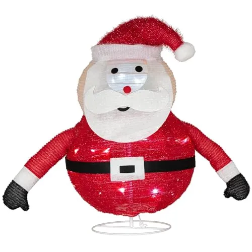 Weihnachtsmann faltbar 30 LED weiß 58 cm Batterie Timer Weihnachten Deko-Figur Weihnachtsdeko Fensterdeko Fassadendeko Nikolaus Santa Claus