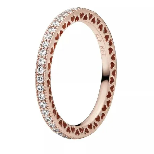 PANDORA Unendliche Herzen Ring für Damen - Ringe für Damen mit klaren Zirkonia, aus hochwertigem Roségold, ideal als Liebesgeschenk oder für besondere Anlässe.