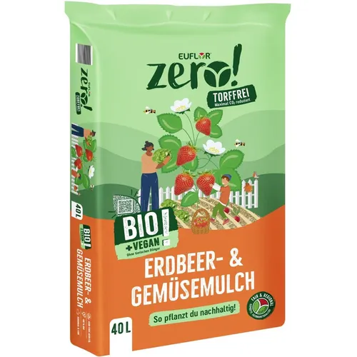 EUFLOR Zero! Erdbeer und Gemüsemulch Erde Gemüse Mulch Beet Hochbeet 40 L