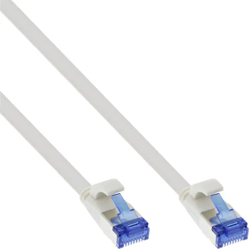 InLine® Patchkabel flach U/FTP Cat.6A TPE halogenfrei weiß 1m