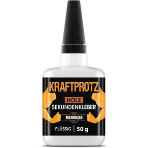 KRAFTPROTZ Sekundenkleber für Holz extra stark - 50g - Klebstoffe für präzise Holzverbindungen & Reparaturen – wasserfest, hitzebeständig und mit Anti-Austrocknungs-Spitze für langfristige Nutzung.