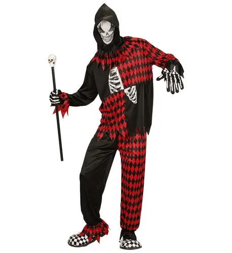 Böser Hofnarr Oberteil Kapuze Maske Hose Gr. 128 Hofnarrkostüm Kinder Kostüm neu