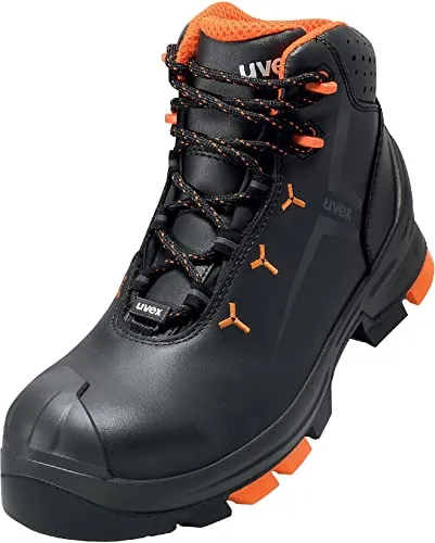 Uvex 2 Sicherheitsstiefel S3 SRC ESD - Orange-Schwarz, Größe: 47 - Herren Industrie & Handwerk Schuhe mit atmungsaktivem Echtleder, rutschfester Sohle und ergonomischem Design für höchsten Tragekomfort bei langen Arbeitseinsätzen.