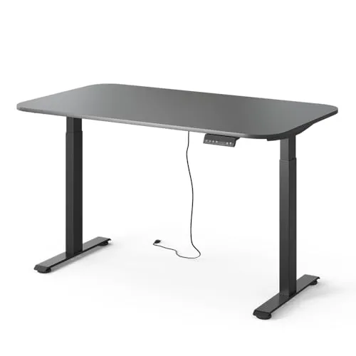 Vicco Höhenverstellbarer Elektrischer Schreibtisch Elevate, Schwarz/Anthrazit, 140 x 80 cm - Flexibler Steh-Sitz-Schreibtisch mit 2 Motoren für müheloses Anpassen der Höhe. Ideal für ergonomisches Arbeiten, inklusive USB-Anschluss und Memory-Funktion. Robuste Materialien gewährleisten Langlebigkeit.