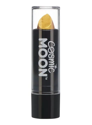 Smiffys Lippenstift Cosmic Moon Metallic Lippenstift gold, Metallisch schimmernder Lippenstift für einen aufregenden Look zu Fas