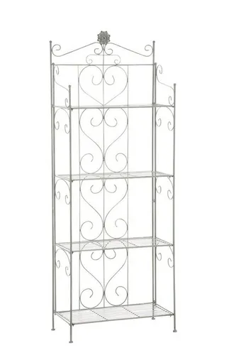 CLP Lenja Standregal im Landhausstil - Standregal aus robustem Eisen mit 4 klappbaren Regalböden, ideal für überall und platzsparend. Verleiht Ihrem Raum eine charmante Note und ist in antik-grün erhältlich.