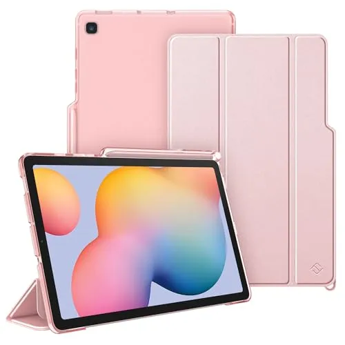 Fintie Hülle für Samsung Galaxy Tab S6 Lite 10,4 Zoll 2024/2022/2020 Tablet - Slim Schutzhülle mit Transparenter Rückseite Cover und Auto Schlaf/Wach Funktion, Roségold