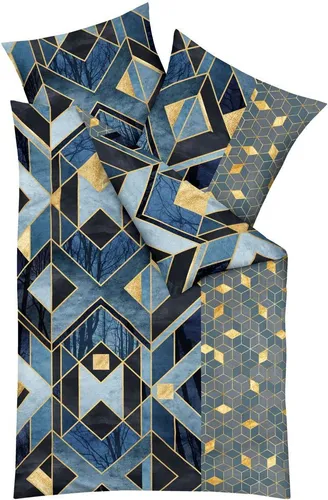 Kaeppel Mako Satin Bettwäsche 135x200cm Wolf Urwald Abstrakt - Stylische 2-teilige Bettwäsche aus 100% Baumwolle, mit modernem Digitaldruck und Reißverschluss. Pflegeleicht, waschbar bei 60°C und trocknergeeignet. Ideal für einen erholsamen Schlaf.