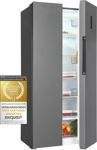 Exquisit SBS450-360E Side by Side Kühlschrank - Kühlschrank mit 444L Volumen, NoFrost-Technologie und digitaler Kontrolle für stets frische Lebensmittel. Ideal für große Haushalte!