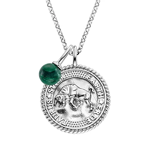 Engelsrufer Damen Halskette mit Stier Anhänger - Elegante Kette für Damen mit einem einzigartigen Stier Anhänger, besetzt mit Zirkonia und grünem Malachit. Verstellbare Länge für optimalen Tragekomfort und nickelfrei für Allergiker.