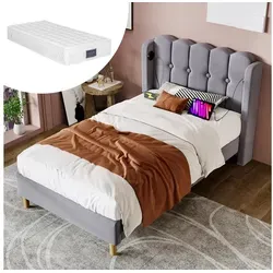 Odikalo Polsterbett Jugendbett 90x200 cm mit USB-Ladefunktion