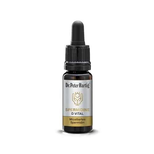 Dr. Peter Hartig Spermidine D Vital, unterstützt normale Funktion des Stoffwechsels und des Immunsystems, 10ml 6 mg Hochdosiert Tropfen Vitamin D lactosefrei vegan 3-Monats-Vorrat
