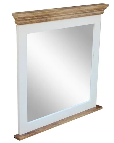 Main Möbel Garderobenspiegel Nizza 80x80cm aus Mangoholz - Vielseitig kombinierbarer Garderobenspiegel im modernen Landhausstil. Massives, weiß lackiertes Mangoholz und natürliche Holzleisten verleihen ihm einen besonderen Charme. Maße: 80x80cm, ideal für jeden Flur.