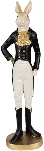 Clayre & Eef 6PR4005 Deko-Kaninchen Beige Schwarz 5x4x20 cm