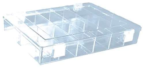 hünersdorff Sortimentskasten: stabile Sortierbox (PS-Classic) mit fester Fachaufteilung (8 Fächer), Sortierkasten-Maße: T225 x B335 x H55 mm, Made in Germany