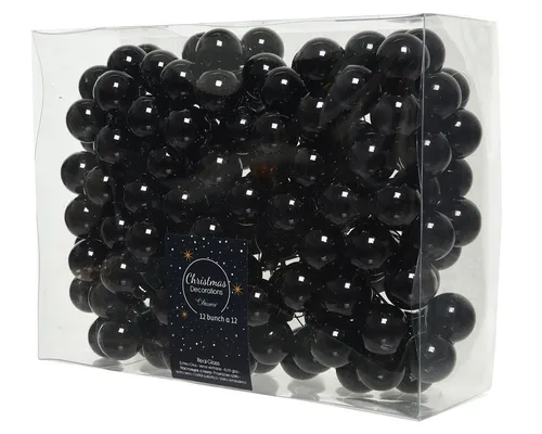 Kaemingk Weihnachtsbaumkugel, Weihnachtskugeln am Draht 2,5cm Glas 144 Stück - Schwarz glänzend