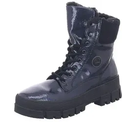 Rieker Bootie warm - blau Lack - Wanderschuhe für Damen mit HighTec Lack-Obermaterial, warmem Innenfutter und weichem Fußbett für optimalen Geh- und Abrollkomfort. Ideal für kühle Tage.
