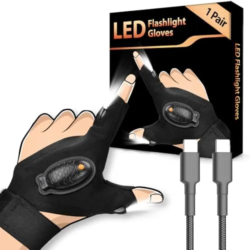 HANPURE Kleine Geschenke für Männer, LED Handschuhe mit Licht Mann Technik Gadgets, Papa Geschenk Weihnachten Männergeschenke, Angler Handwerker Wichtelgeschenk Erwachsene Nikolaus Geschenke Männer