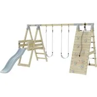 PolarPlay Klettergerüst Frosch Eisblau – Spielspaß für Kinder - Das PolarPlay Klettergerüst Frosch bietet ein aufregendes Abenteuer für Geschwister im Garten. Die großzügige Kletterwand fördert die Abenteuerlust und sorgt für stundenlangen Spielspaß. Sicherheitshinweise beachten!