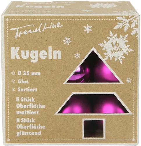 TrendLine Deko Set aus 16 Christbaumkugeln 3,5 cm Lila Hängedekoration