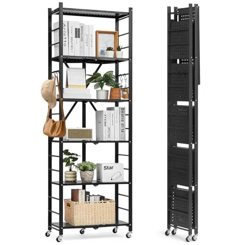 VEVOR 6 Etagen Klappregal – Schwerlastregal Faltbar 30x61x183cm Schwarz