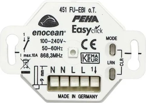 Peha D 451FU-EBIO T. UP-Empfänger 1-Kanal - Sonstige Elektroinstallationsartikel mit bidirektionalem Easyclick-Empfänger, der Funksignale empfängt und Status zurücksendet - ideal für die intelligente Steuerung von Beleuchtung.