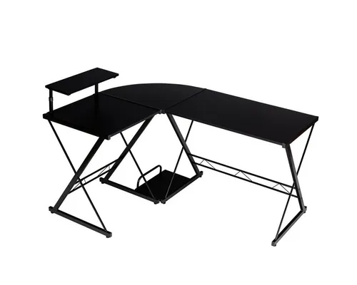 COSTWAY Computertisch, Monitorregal, CPU-Ständer, Metallrahmen, 147x112x79cm