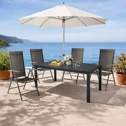 Moderne Gartengarnitur 5tlg. Aluminium Anthrazit/Grau