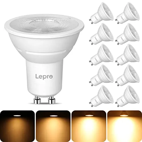 Lepro GU10 LED Warmweiss Dimmbar Lampe, 4,5W, 345 Lumen, 2700K Warmweiß, 38° Abstrahlwinkel, Energiesparend, LED Leuchtmittel für Deckenleuchte, Wohnzimmer, Küche, Schlafzimmer, 10er Pack