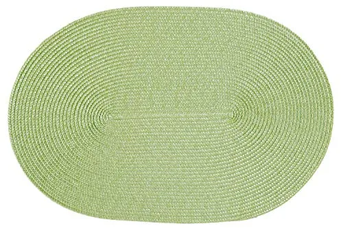 Haus und Deko Platzset Polypro oval ca. 45 x 30 cm Pistazie Platzdeckchen Tischset geflochtene Bast-Optik