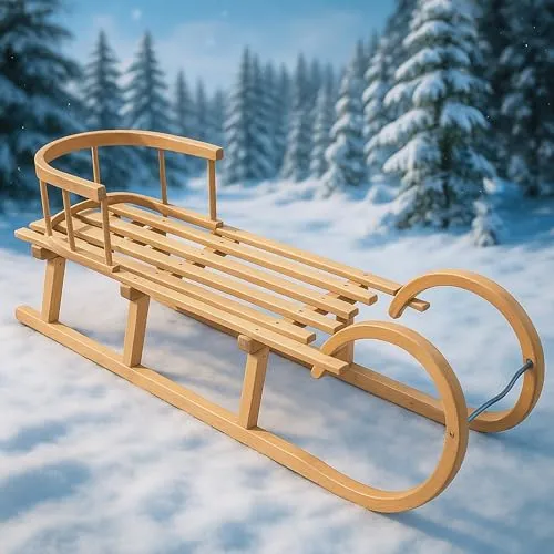 Best For Kids Hörnerrodel 120 cm - Robuster Rodelschlitten für Kinder bis 200 kg, mit fester Rückenlehne und Zugleine – ideal für sicheres Schlittenfahren. Hergestellt aus hochwertigem Buchenholz.