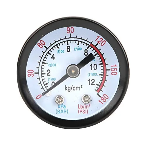 Luftkompressor-Manometer, Druckluftmanometer 0~180 PSI, 0~12 bar, Durchmesser 42 mm Manometer-Messgerät für Schraubkompressoren, Kolbenkompressoren