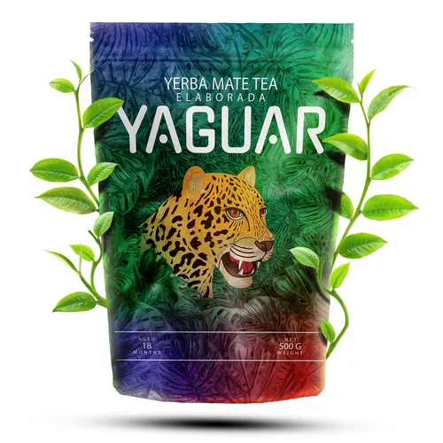 Mate Tee Yaguar Elaborada con Palo Yerba Mate Brasilianischer Ungeröstet 500g