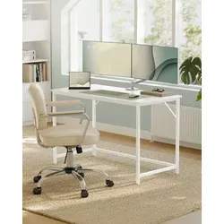 VASAGLE Schreibtisch - Moderner Computertisch in Weiß, 60 x 120 cm - Computermöbel mit robuster Bauweise und modernem Design, ideal für Home-Office oder kleine Räume. Stabilität durch verstellbare Füße und einfache Montage.