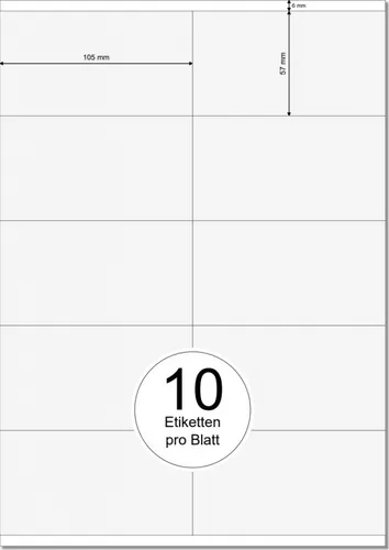 PRINTATION Papier-Etiketten (B105xH57mm) 25xA4 à 10 Eti. 1367675-NP