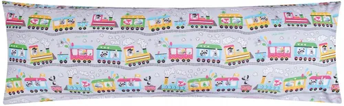 Heubergshop Seitenschläferkissenbezug, (1 Stück), 40x145cm Lokomotive Zug Figuren 100% Baumwolle Kinder (EW Zug Grau)