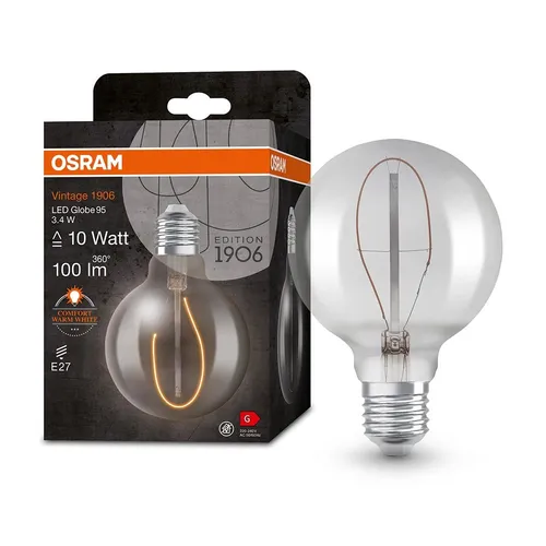Osram LED Filament G95 Globe Vintage 3,4W = 10W E27 Rauchglas extra warm 1800K