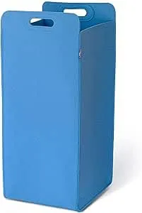 HENNEZ Wäschekorb Filz schmal zusammenklappbar - Wäschesack Groß für Schmutzwäsche Wäschetonne Wäschetasche Großer Wäschesammler Filz - Schmaler Raumspar Wäschekorb Faltbar Stoff Blau Waschkorb