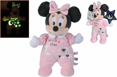 Simba 6315872503 - Disney Minnie 25cm Plüschtier, Glow in the Dark, ideal für süße Träume und kuschelweichen Spielspaß ab den ersten Lebensmonaten, Rosa