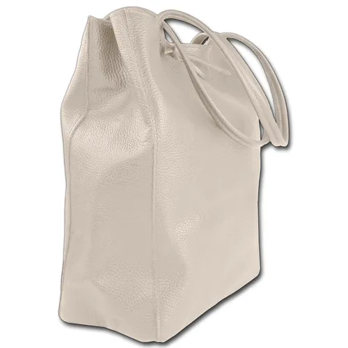 Toscanto Schultertasche Damen Shopper - Beige Leder - Schultertaschen aus italienischer Handarbeit, aus hochwertigem, genarbtem Leder gefertigt. Ideal für stilbewusste Damen, die Funktionalität und Eleganz schätzen.