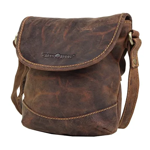 Greenburry Vintage kleine Leder Umhängetasche - Damentaschen aus hochwertigem braunem Leder im Vintage-Stil, ideal für Alltag und Freizeit, mit sicherem Reißverschluss für Ihre Wertsachen.