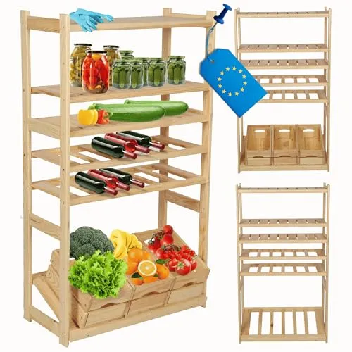 Modo24 Weinregal Kistenregal aus Kiefernholz - Praktisches Holzregal für stilvolle Aufbewahrung. Vielseitig einsetzbar in Küche, Wohnzimmer oder Keller. Robustes Kiefernholz sorgt für Langlebigkeit und Stabilität.